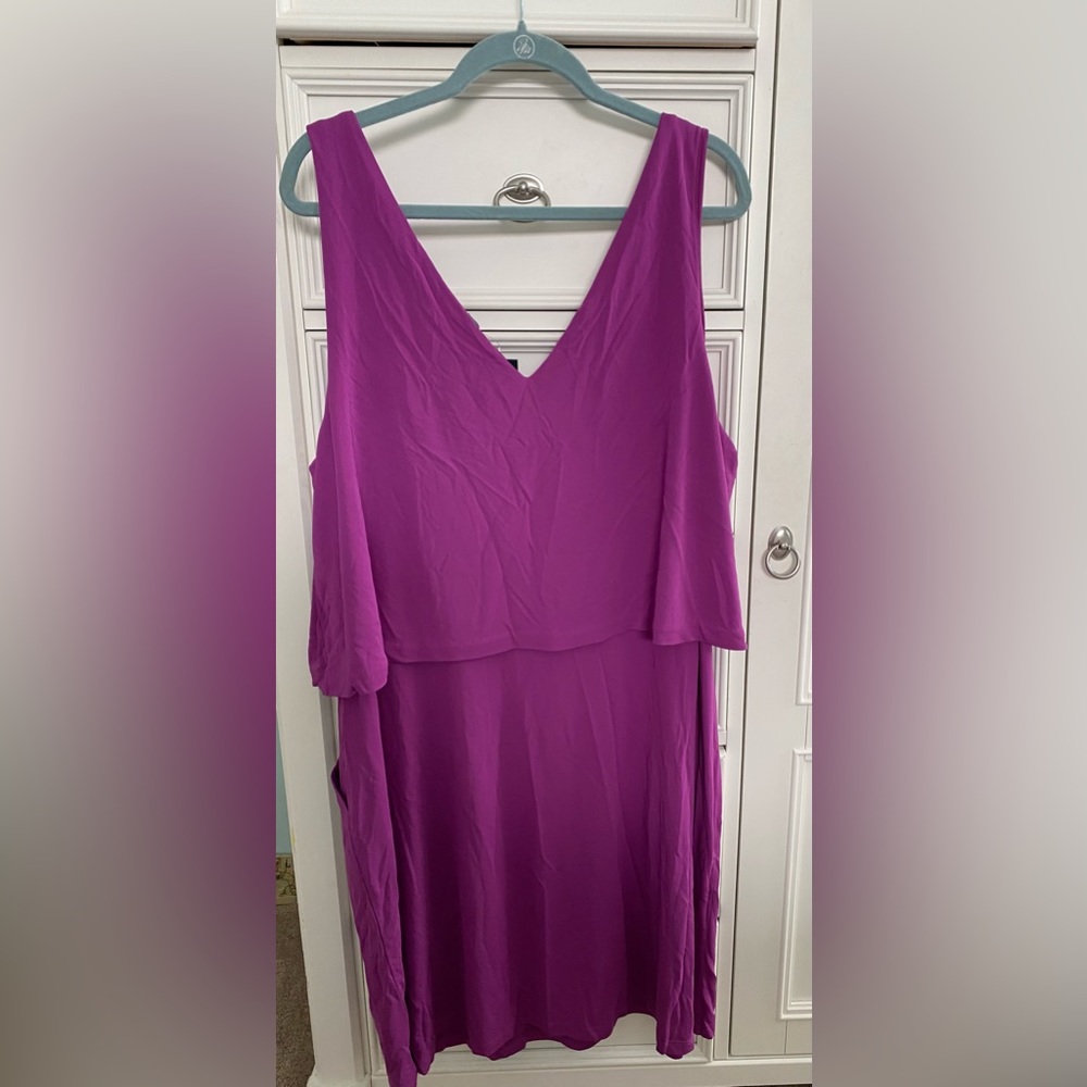 LAUREN RALPH LAUREN Dress NWT Purple Sleeveless Layered w/ Pockets Plus Size 3X - Picture 3 of 16
